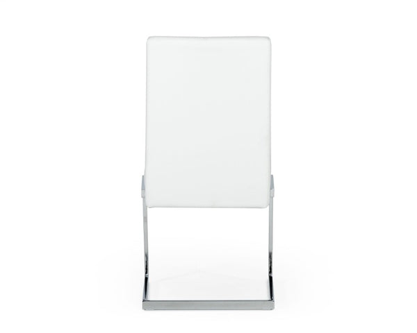 VIG Furniture Batavia Sleek Modern Leatherette Side Seating With C-Shaped Stainless Steel Frame, Sturdy Comfort White Dining Chair VGEWF3131BK-WHT