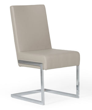 VIG Furniture Batavia Sleek Modern Leatherette Side Seating With C-Shaped Stainless Steel Frame, Sturdy Comfort Grey Dining Chair VGEWF3131BL-GRY