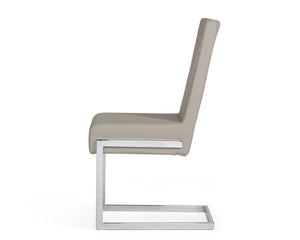 VIG Furniture Batavia Sleek Modern Leatherette Side Seating With C-Shaped Stainless Steel Frame, Sturdy Comfort Grey Dining Chair VGEWF3131BL-GRY