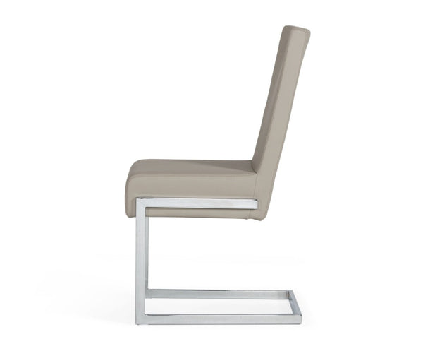 VIG Furniture Batavia Sleek Modern Leatherette Side Seating With C-Shaped Stainless Steel Frame, Sturdy Comfort Grey Dining Chair VGEWF3131BL-GRY