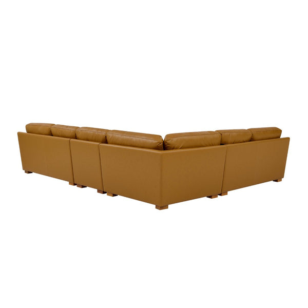 English Elm Leather Match Modular Sectional with Top-grain Upholstery and Flexible Open Plan Seating Ginger B2748S00030