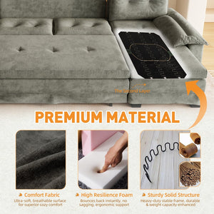 English Elm 109.5" Oversized U-shaped Sectional Sleeper Chenille Modular Sofa with Usb Ports Light Grey W1885S00439