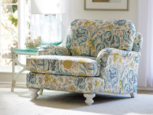 Lexington Tommy Bahama Home Dania Sea Glass End Table - Coastal Elegance With Leather-wrapped Rattan And Textured Glass Top Caribbean Sands  570-954c