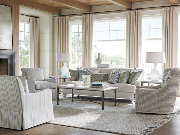 Lexington Tommy Bahama Home Flagler Coastal Elegance Cocktail Table With Beveled Santa Cruz Marble Top And Aged Pewter Base Caribbean Sands  570-943