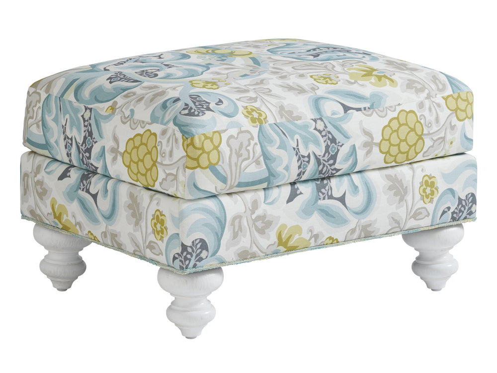Lexington Tommy Bahama Home Gilmore Ottoman - Coastal Elegance With Shell White Finish, Woven Textures, And Aged Pewter Details   7745-44-40