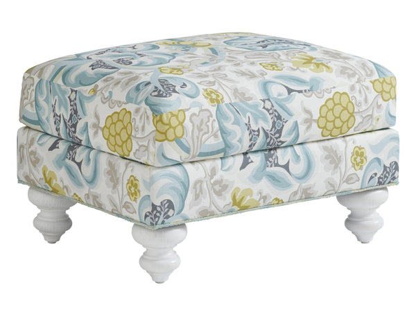 Lexington Tommy Bahama Home Gilmore Ottoman - Coastal Elegance With Shell White Finish, Woven Textures, And Aged Pewter Details   7745-44-40