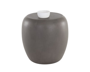 Sunpan Iolite Contemporary Round End Table - Unique Natural Concrete Design for Indoor and Outdoor Spaces Grey