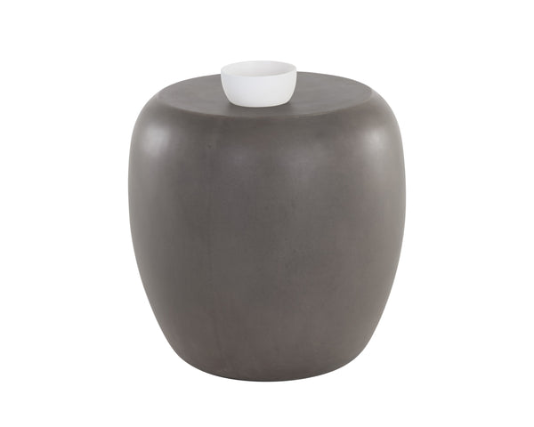 Sunpan Iolite Contemporary Round End Table - Unique Natural Concrete Design for Indoor and Outdoor Spaces Grey