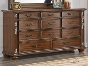English Elm Lyon 11-Drawer Dresser with Rich Wood Veneer and Gold Accents, Fully Assembled for Instant Style Cherry 22 L x 42 W x 70 H B078P301577