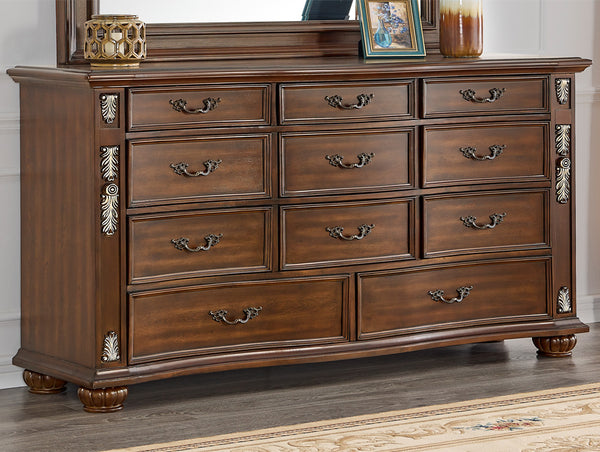 English Elm Lyon 11-Drawer Dresser with Rich Wood Veneer and Gold Accents, Fully Assembled for Instant Style Cherry 22 L x 42 W x 70 H B078P301577