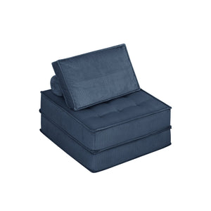 English Elm 33.4 Inch Modular Corduroy Lounge Chair with Spring Cushions for Compact Living Spaces Blue W3975P455222
