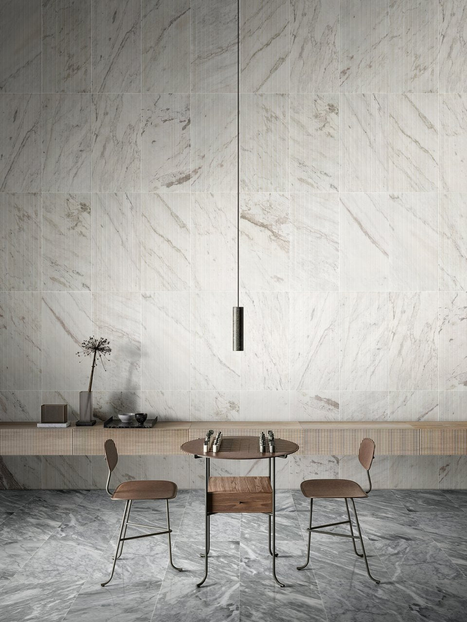 English Elm 12*24 White Marble Wall Tiles - Textured 3D Fluted Finish For Luxe Interiors, 4 Genuine Pieces W1696P262333