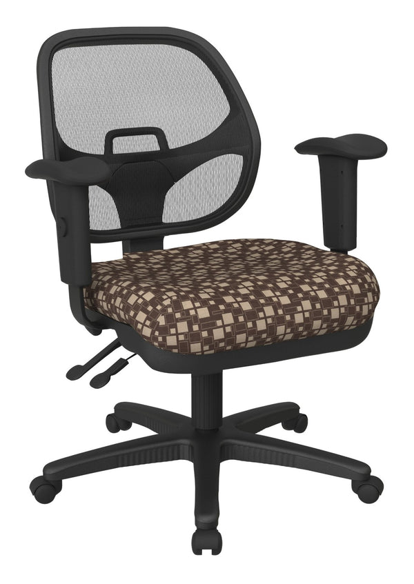 OSP Home Furnishings Ergonomic Mesh Task Chair with Lumbar Support and Pneumatic Height Adjust for Office Use Walnut 29024-K110