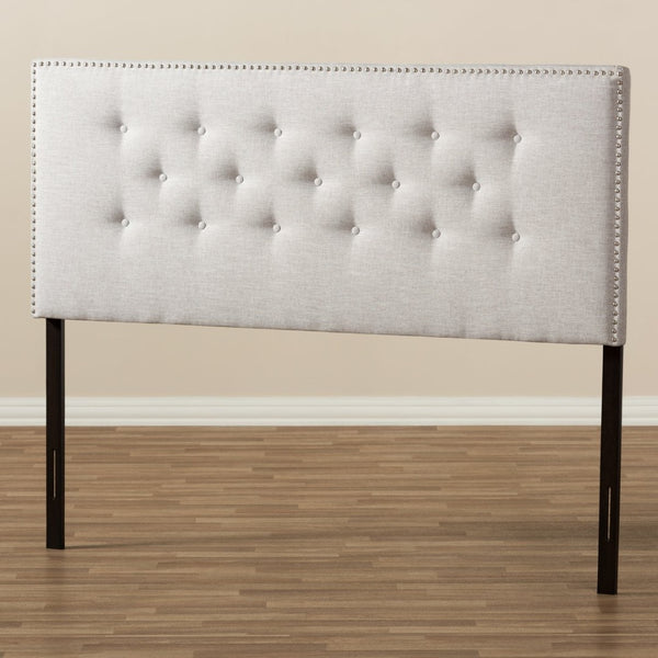 Baxton Studio Baxton Studio Windsor Upholstered Headboard - Modern Tufted Design with Adjustable Height Options King BBT6691-Greyish Beige-King HB-H1217-14