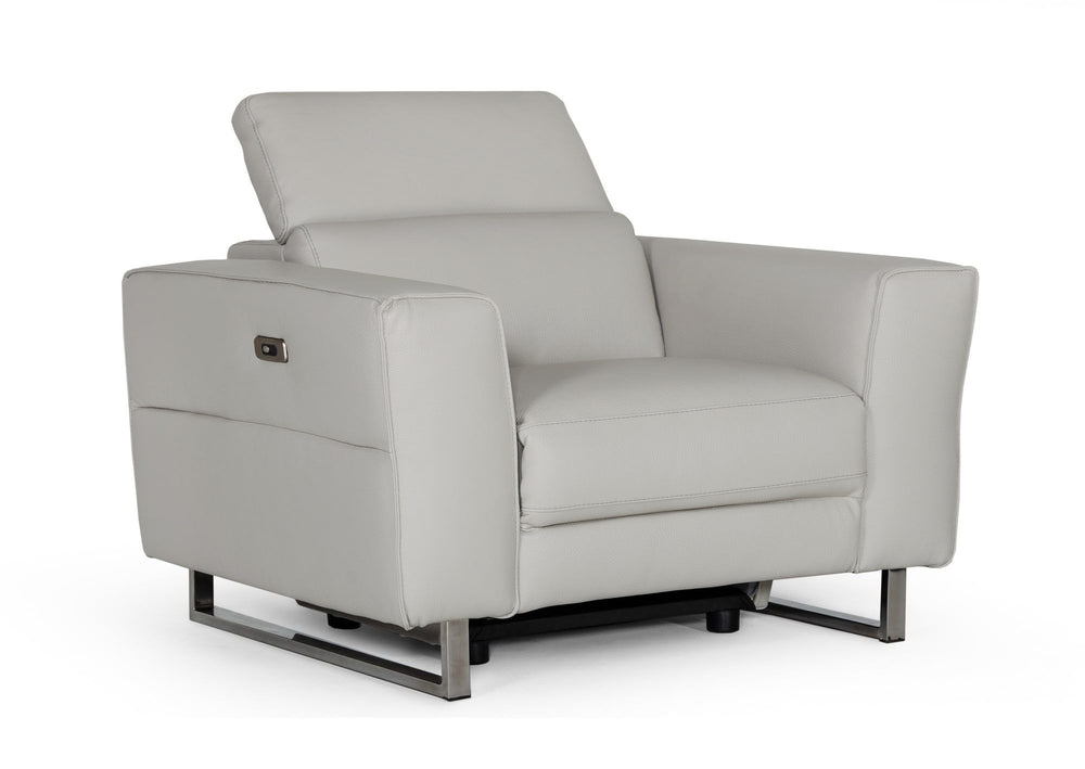 VIG Furniture Accenti Italia Lucca - Italian Modern Grey Armchair w/ Electric Recliner VGDDLUCCA-GREY-CH