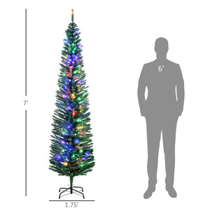 English Elm Pencil Slim Flocked Christmas Tree 6 Ft Snow Dusted Artificial with Sturdy Metal Base T3971P414532