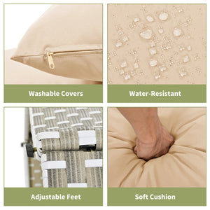 English Elm TOPMAX All-Weather Rattan Round Sectional Daybed with Retractable Canopy, Adjustable Table & Cushions Light Coffee SP100023AAC