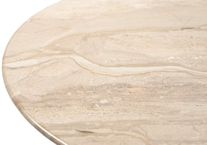 Meridian Furniture Liona Art Deco Coffee Table with Genuine Marble Top and Sculptural Hardwood Base for Living Room Beige Genuine Marble / Mango Wood 774Beige-CT