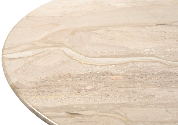 Meridian Furniture Liona Art Deco Coffee Table with Genuine Marble Top and Sculptural Hardwood Base for Living Room Beige Genuine Marble / Mango Wood 774Beige-CT