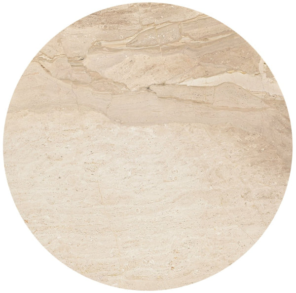 Meridian Furniture Liona Square Marble Top Dining Table with Sculptural Mango Wood Base for Modern Rooms Beige 774Beige-DT42