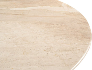 Meridian Furniture Liona Square Marble Top Dining Table with Sculptural Mango Wood Base for Modern Rooms Beige 774Beige-DT42