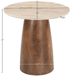 Meridian Furniture Liona Genuine Marble Top Mango Wood End Table Art Deco Sculptural Living Room Accent Beige 774Beige-ET