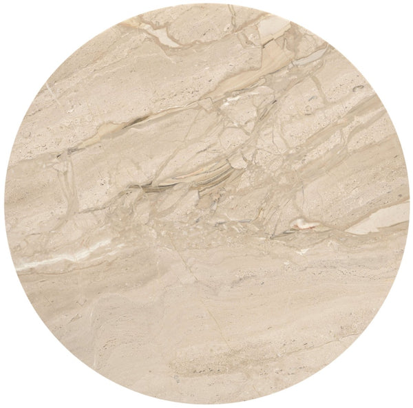 Meridian Furniture Liona Genuine Marble Top Mango Wood End Table Art Deco Sculptural Living Room Accent Beige 774Beige-ET