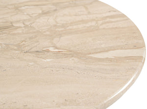 Meridian Furniture Liona Genuine Marble Top Mango Wood End Table Art Deco Sculptural Living Room Accent Beige 774Beige-ET