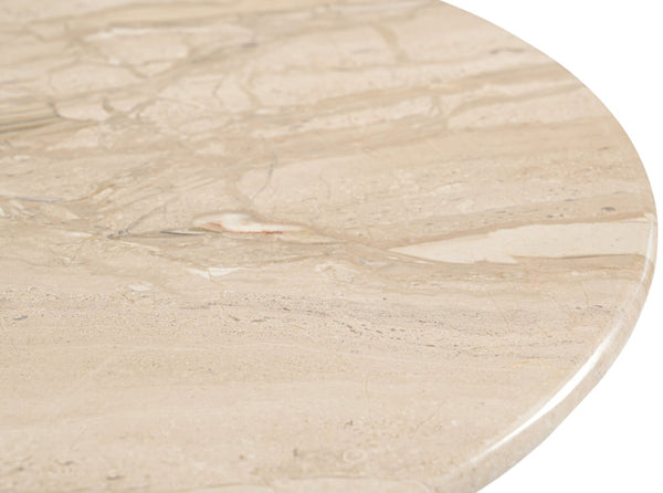 Meridian Furniture Liona Genuine Marble Top Mango Wood End Table Art Deco Sculptural Living Room Accent Beige 774Beige-ET