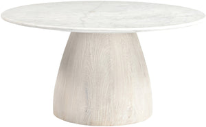Meridian Furniture Liona Art Deco Coffee Table with Genuine Marble Top and Sculptural Hardwood Base for Living Room White Genuine Marble / Mango Wood 774White-CT