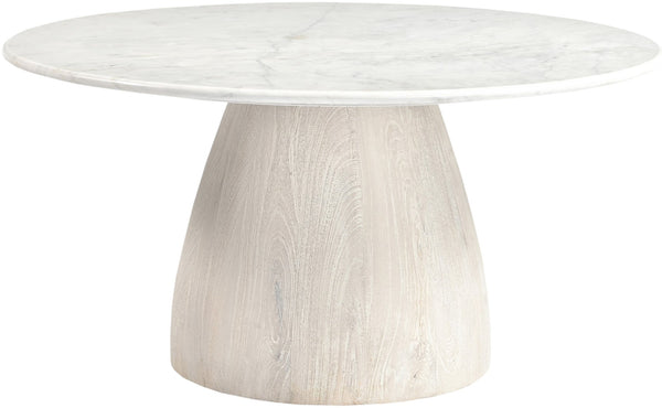 Meridian Furniture Liona Art Deco Coffee Table with Genuine Marble Top and Sculptural Hardwood Base for Living Room White Genuine Marble / Mango Wood 774White-CT