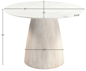 Meridian Furniture Liona Square Marble Top Dining Table with Sculptural Mango Wood Base for Modern Rooms White 774White-DT42