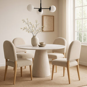 Meridian Furniture Liona Square Marble Top Dining Table with Sculptural Mango Wood Base for Modern Rooms White 774White-DT42