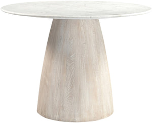 Meridian Furniture Liona Square Marble Top Dining Table with Sculptural Mango Wood Base for Modern Rooms White 774White-DT42