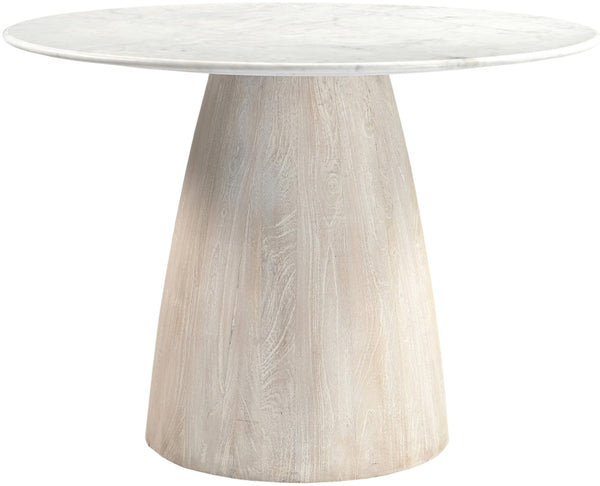 Meridian Furniture Liona Square Marble Top Dining Table with Sculptural Mango Wood Base for Modern Rooms White 774White-DT42