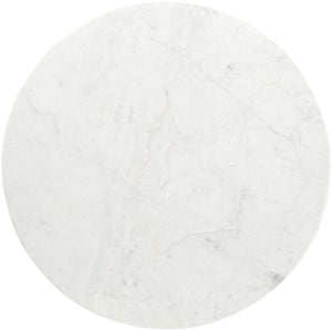Meridian Furniture Liona Square Marble Top Dining Table with Sculptural Mango Wood Base for Modern Rooms White 774White-DT42