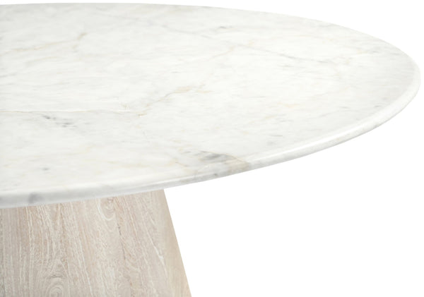 Meridian Furniture Liona Square Marble Top Dining Table with Sculptural Mango Wood Base for Modern Rooms White 774White-DT42