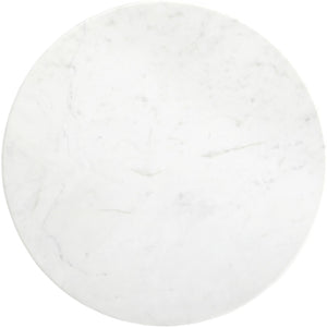 Meridian Furniture Liona Genuine Marble Top Mango Wood End Table Art Deco Sculptural Living Room Accent White 774White-ET