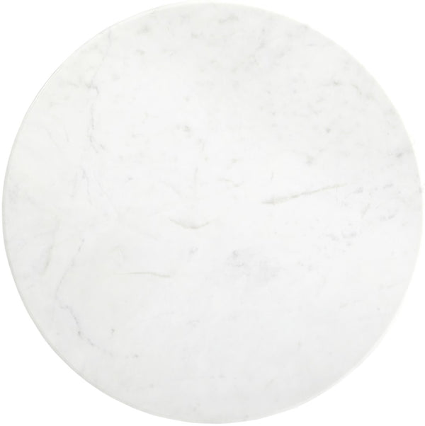 Meridian Furniture Liona Genuine Marble Top Mango Wood End Table Art Deco Sculptural Living Room Accent White 774White-ET