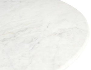 Meridian Furniture Liona Genuine Marble Top Mango Wood End Table Art Deco Sculptural Living Room Accent White 774White-ET