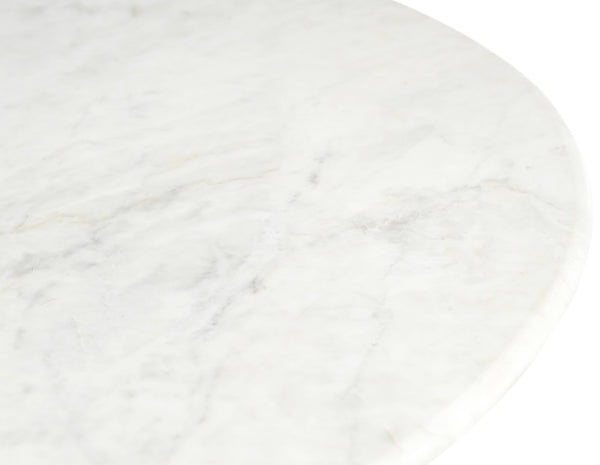 Meridian Furniture Liona Genuine Marble Top Mango Wood End Table Art Deco Sculptural Living Room Accent White 774White-ET