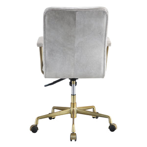 English Elm Vintage Vintage White Top Grain Leather Swivel Office Chair with Chrome Base, Casters & Ergonomic Height Adjustment Elegance B062P186452