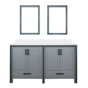 English Elm Dark Grey Double Bath Vanity With Cultured Marble Top & Matching Mirrors, Ample Storage & Style B2731S00923