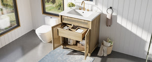 English Elm Christopher Knight Home® - 30-Inch Walnut Vanity with Seashell Resin Sink, Flip-Up Organizer, Soft-Close Doors & Legs Natural Wood N765P33418384B