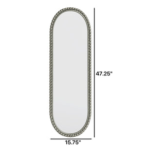 English Elm Iron Oval Retro Mirror with Antique Finish - Decorative Wall Hanging for Living Room & Entryway (Elegant) Silver W757P266577