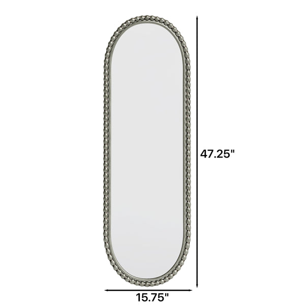 English Elm Iron Oval Retro Mirror with Antique Finish - Decorative Wall Hanging for Living Room & Entryway (Elegant) Silver W757P266577