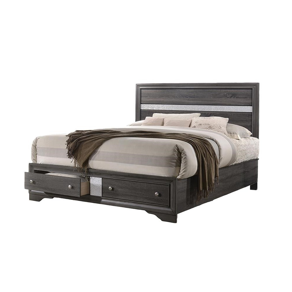 English Elm Traditional Full 5PC Storage Bedroom Set in Gray – Elegant Engineered Wood, Sleek Silver Knobs, Ample Drawer Storage B009S01346