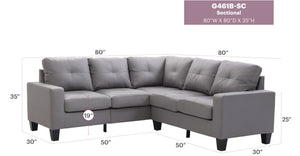 English Elm Newbury Value-Priced Sectional Sofa with Pocketed Coil Seat Cushions and Kiln-Dried Hardwood Frame Gray 52 L x 30 W x 18 H B078S00035