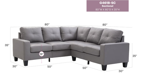 English Elm Newbury Value-Priced Sectional Sofa with Pocketed Coil Seat Cushions and Kiln-Dried Hardwood Frame Gray 52 L x 30 W x 18 H B078S00035
