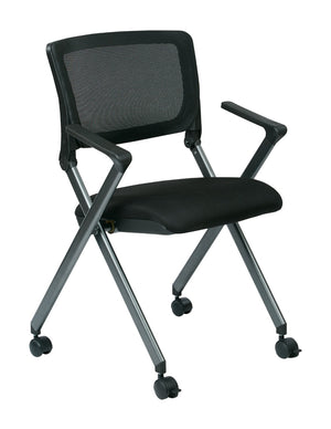 OSP Home Furnishings Folding Chair with Mesh Back Foam Seat and Titanium Frame for Office or Event Use FC8487-231